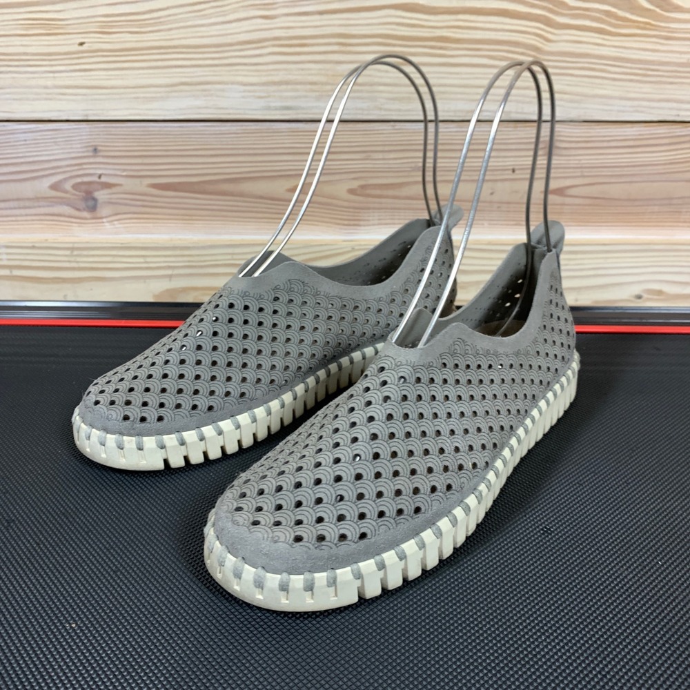 Ilse Jacobsen Tulip Flat Womens 36 Gray Laser Cut Scalloped Slip On Loafer
